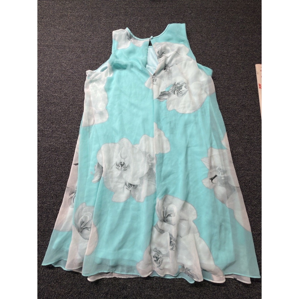 Calvin Klein Women's Sleeveless Aqua Blue Floral Summer Dress Size 14 Size‎ 14